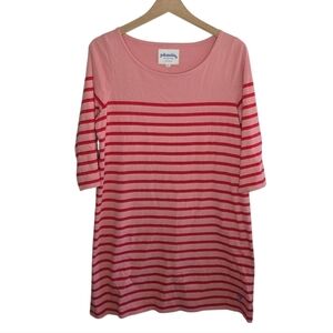 Johnnie B Girls Red & Pink Striped Cotton 3/4 Sleeve T-shirt Dress XL